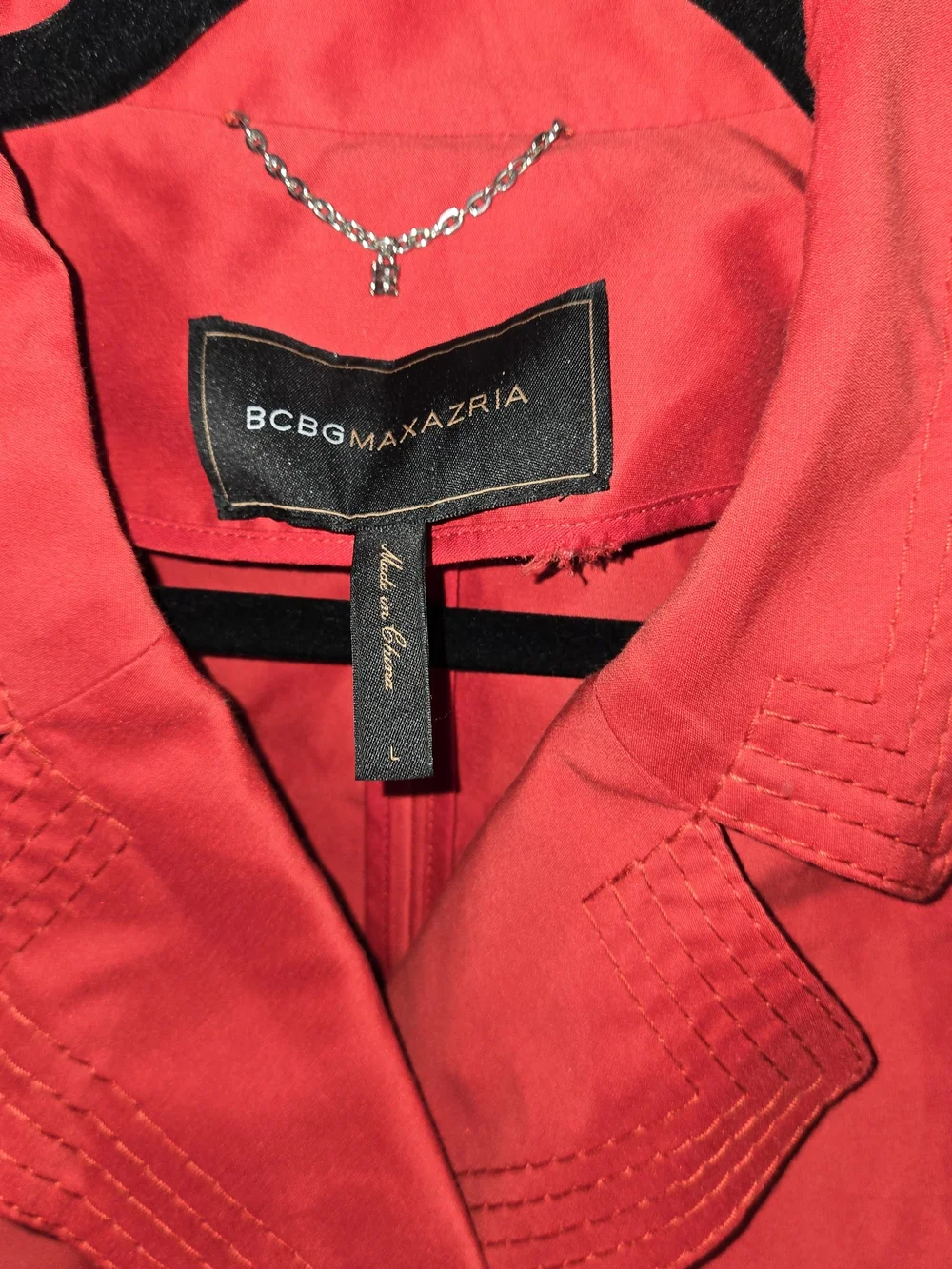BCBGMaxAzria Red Double-Breasted‎ Trench Coat with Belt